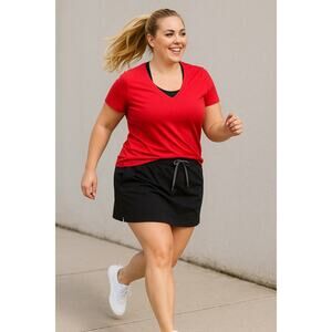 Speedo Black Skirted Swim Bottom XL Drawstring Athletic Skort Built-In Shorts